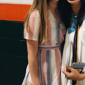 MINT JULEP BOUTIQUE - STRIPED RUFFLE DRESS